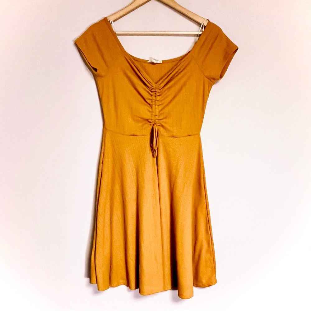 Sunflower yellow ruched sundress